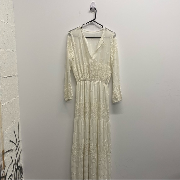 VINTAGE WEDDING/ SUMMER DRESS/ ENGAGEMENT MODEM LONG SLEEVE LACE / SIZS MEDIUM - Picture 15 of 16